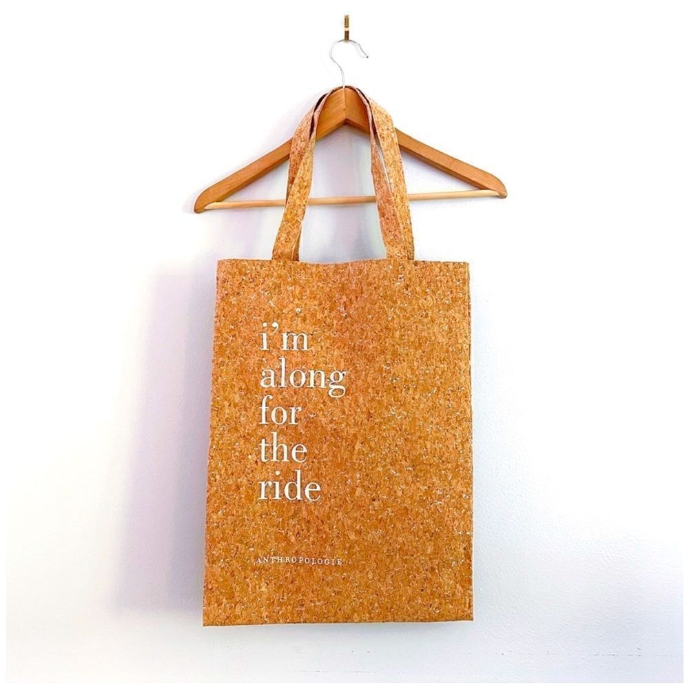 Anthropologie cork shimmer tote bag